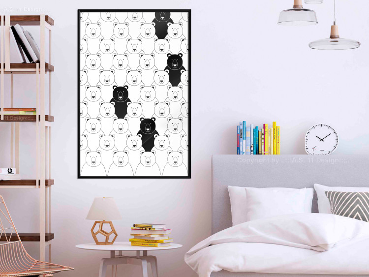 Wall Poster Alien in the Herd - black and white composition with animals for children 114563 additionalImage 3