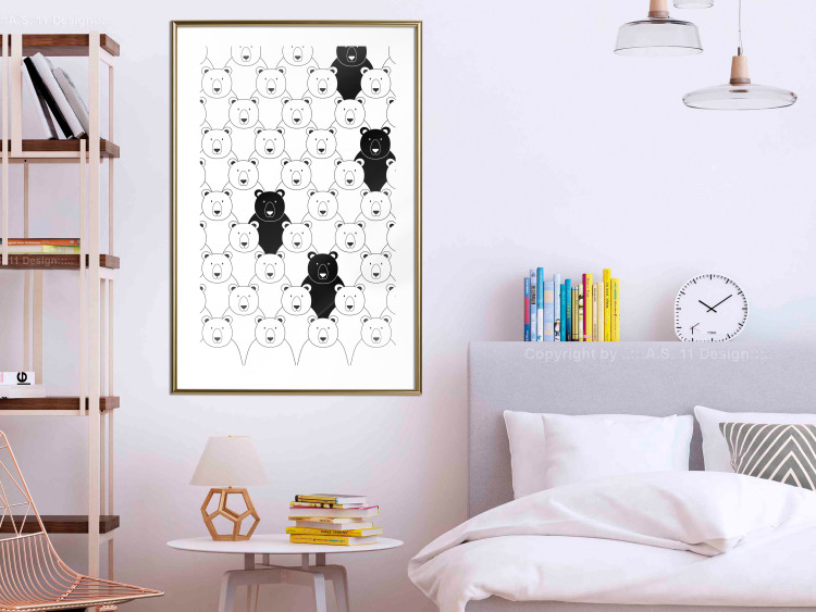 Wall Poster Alien in the Herd - black and white composition with animals for children 114563 additionalImage 15