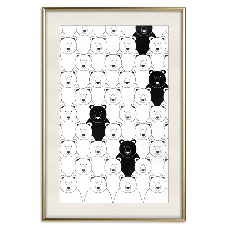 Wall Poster Alien in the Herd - black and white composition with animals for children 114563 additionalImage 19