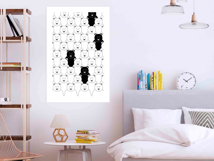 Wall Poster Alien in the Herd - black and white composition with animals for children 114563 additionalImage 4