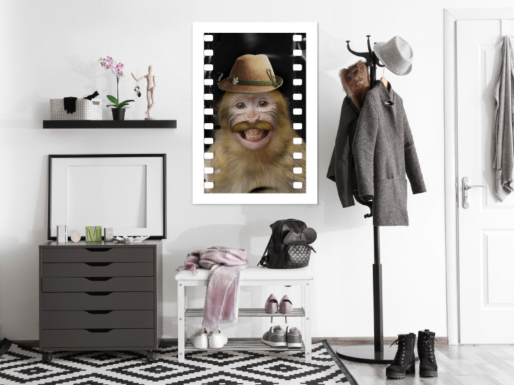 Wall Poster Monkey in a Hat - smiling monkey with mustaches in a cinematic shot 116363 additionalImage 2