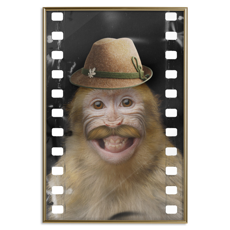 Wall Poster Monkey in a Hat - smiling monkey with mustaches in a cinematic shot 116363 additionalImage 20