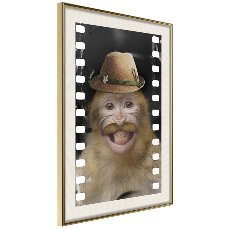 Wall Poster Monkey in a Hat - smiling monkey with mustaches in a cinematic shot 116363 additionalImage 2