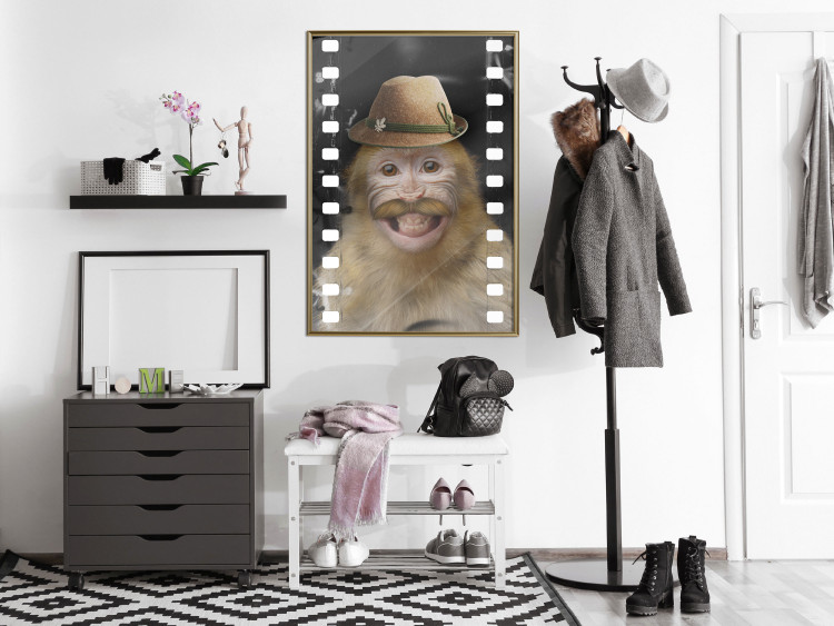 Wall Poster Monkey in a Hat - smiling monkey with mustaches in a cinematic shot 116363 additionalImage 5