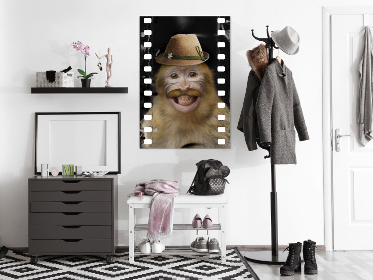 Wall Poster Monkey in a Hat - smiling monkey with mustaches in a cinematic shot 116363 additionalImage 17