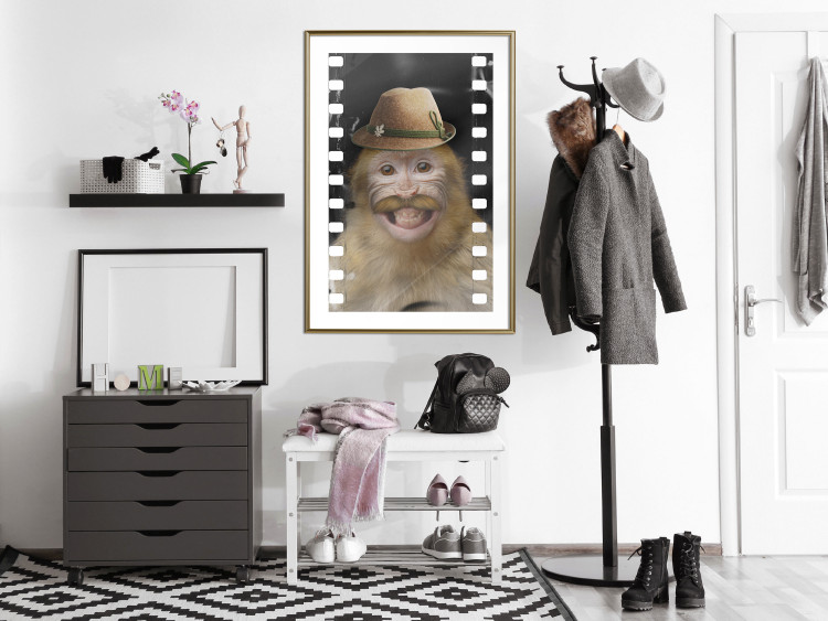 Wall Poster Monkey in a Hat - smiling monkey with mustaches in a cinematic shot 116363 additionalImage 13