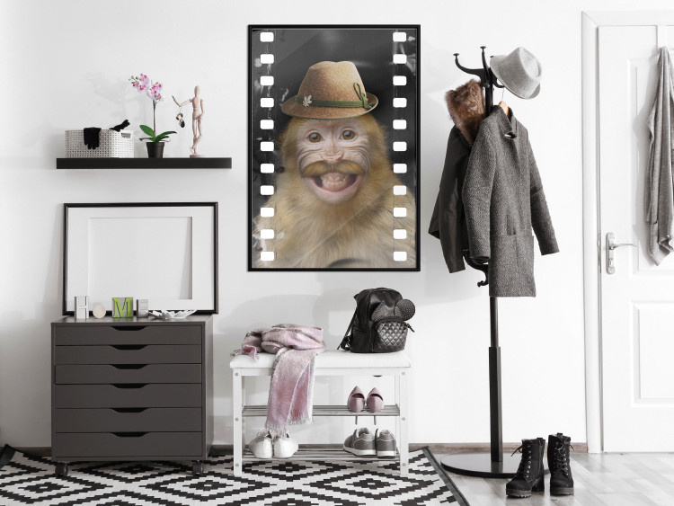 Wall Poster Monkey in a Hat - smiling monkey with mustaches in a cinematic shot 116363 additionalImage 3