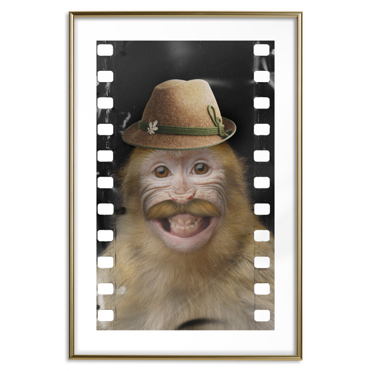 Wall Poster Monkey in a Hat - smiling monkey with mustaches in a cinematic shot 116363 additionalImage 16