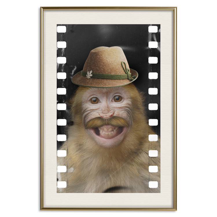 Wall Poster Monkey in a Hat - smiling monkey with mustaches in a cinematic shot 116363 additionalImage 19