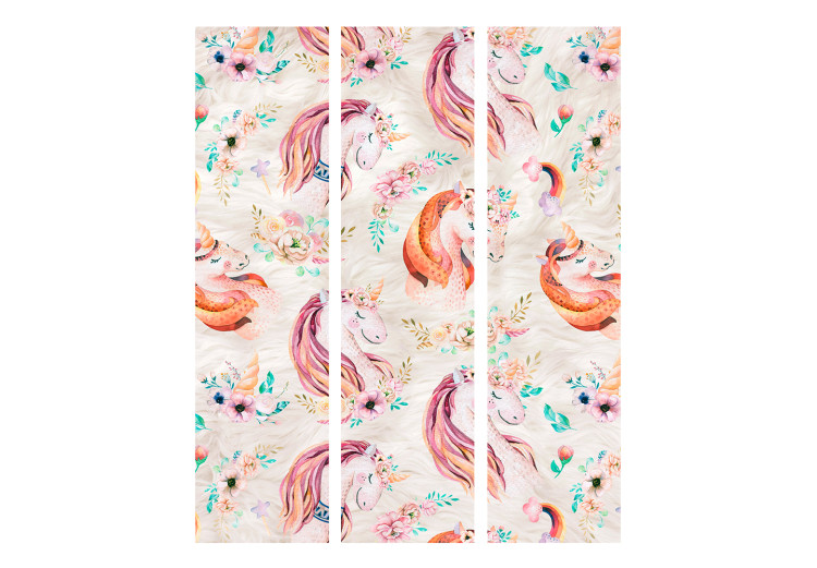 Room Divider Pastel Unicorns - fantasy horses on a colorful background with flowers 117363 additionalImage 3