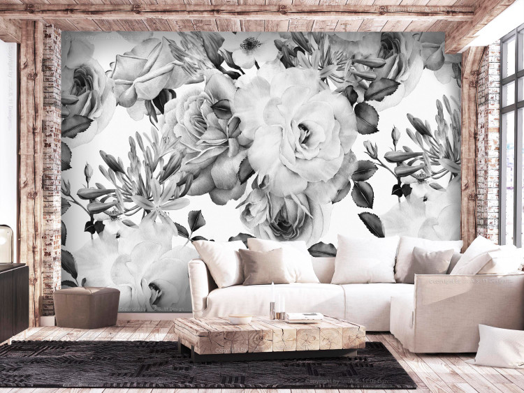 Wall Mural Sentimental Garden (Black and White) 118063 additionalImage 2