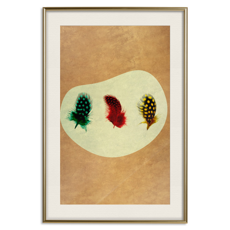 Wall Poster Boho Feathers - abstraction in colorful feathers with dots on a beige background 118163 additionalImage 19