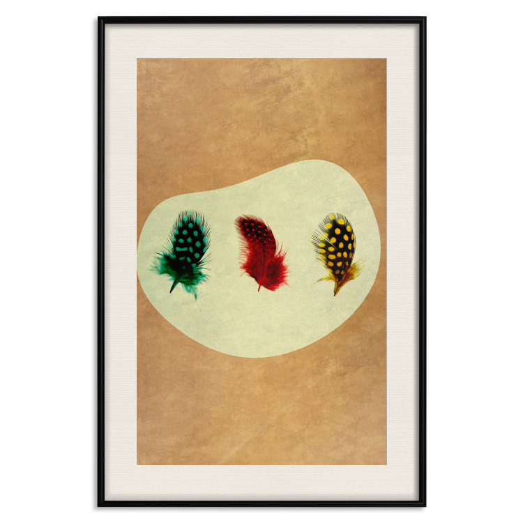 Wall Poster Boho Feathers - abstraction in colorful feathers with dots on a beige background 118163 additionalImage 18