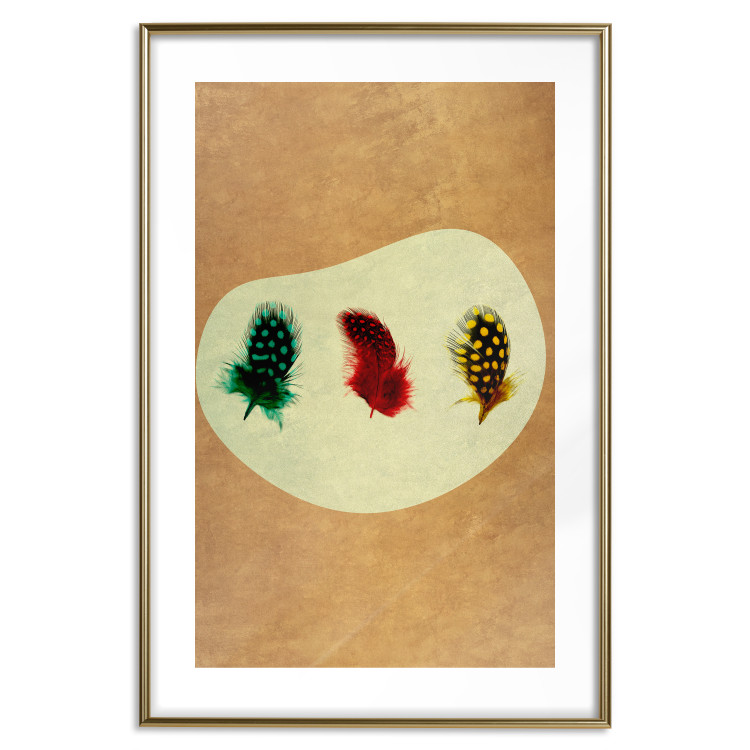 Wall Poster Boho Feathers - abstraction in colorful feathers with dots on a beige background 118163 additionalImage 14