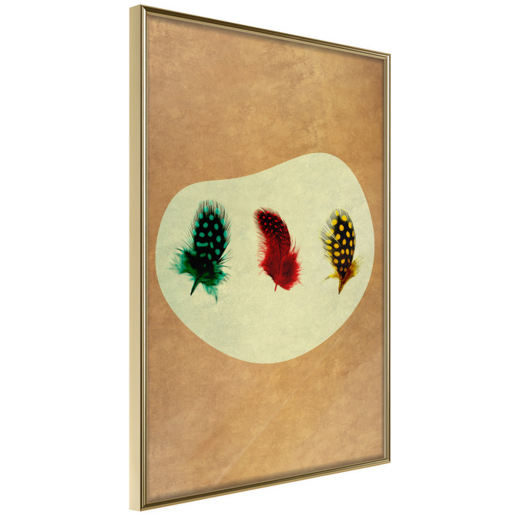 Wall Poster Boho Feathers - abstraction in colorful feathers with dots on a beige background 118163 additionalImage 14
