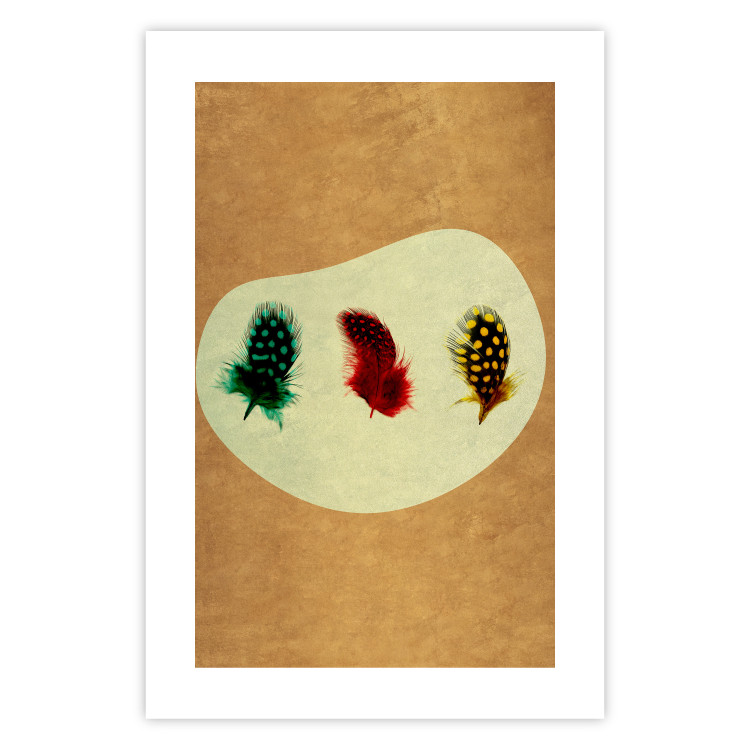 Wall Poster Boho Feathers - abstraction in colorful feathers with dots on a beige background 118163 additionalImage 19