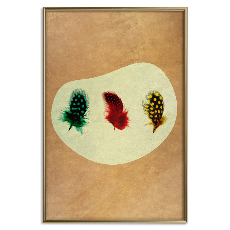Wall Poster Boho Feathers - abstraction in colorful feathers with dots on a beige background 118163 additionalImage 16