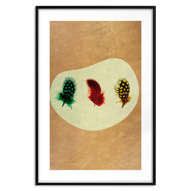 Wall Poster Boho Feathers - abstraction in colorful feathers with dots on a beige background 118163 additionalImage 15