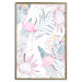 Poster Exotic Mist - tropical abstraction with pink flamingos among leaves 118263 additionalThumb 16