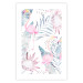 Poster Exotic Mist - tropical abstraction with pink flamingos among leaves 118263 additionalThumb 19