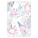 Poster Exotic Mist - tropical abstraction with pink flamingos among leaves 118263