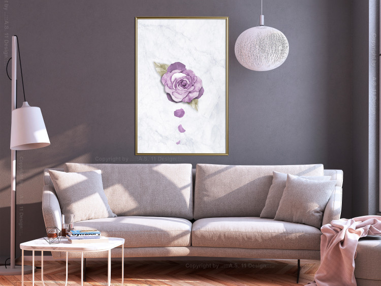 Poster End of Spring - plant composition with a purple flower on marble 118563 additionalImage 7