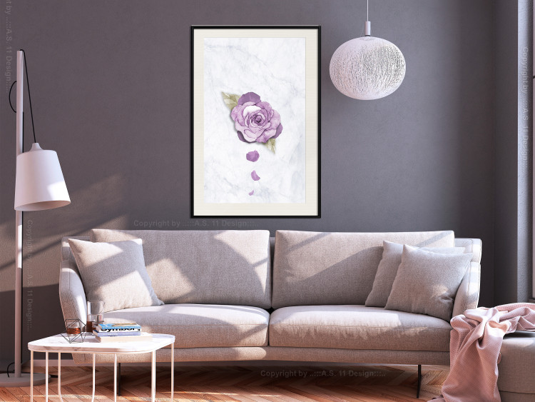 Poster End of Spring - plant composition with a purple flower on marble 118563 additionalImage 22