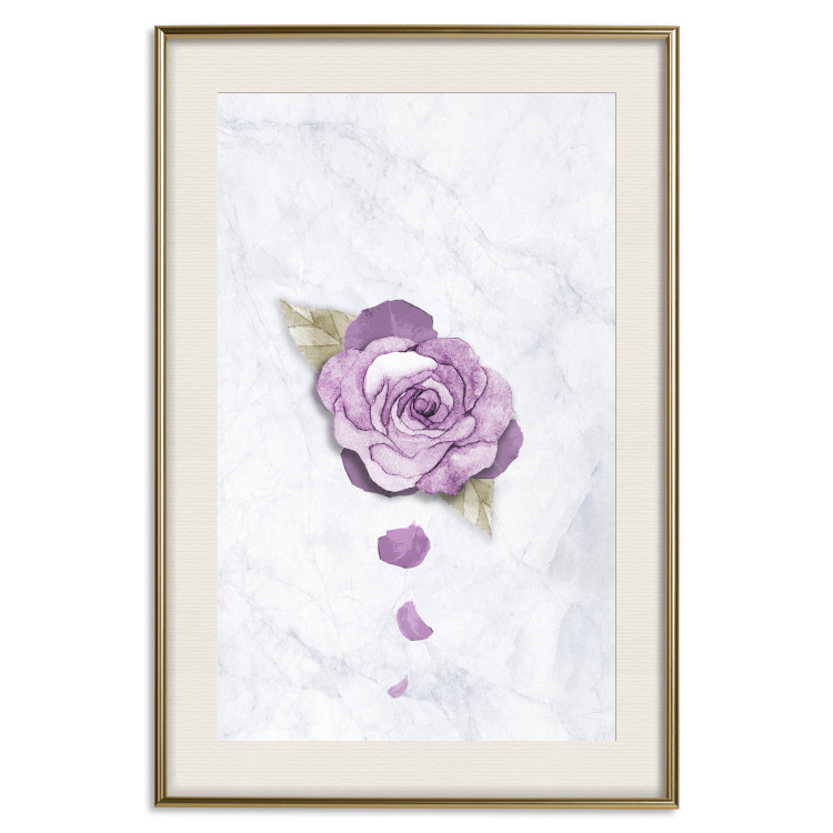 Poster End of Spring - plant composition with a purple flower on marble 118563 additionalImage 19