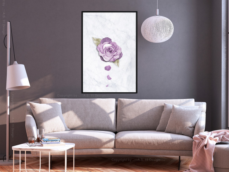 Poster End of Spring - plant composition with a purple flower on marble 118563 additionalImage 5
