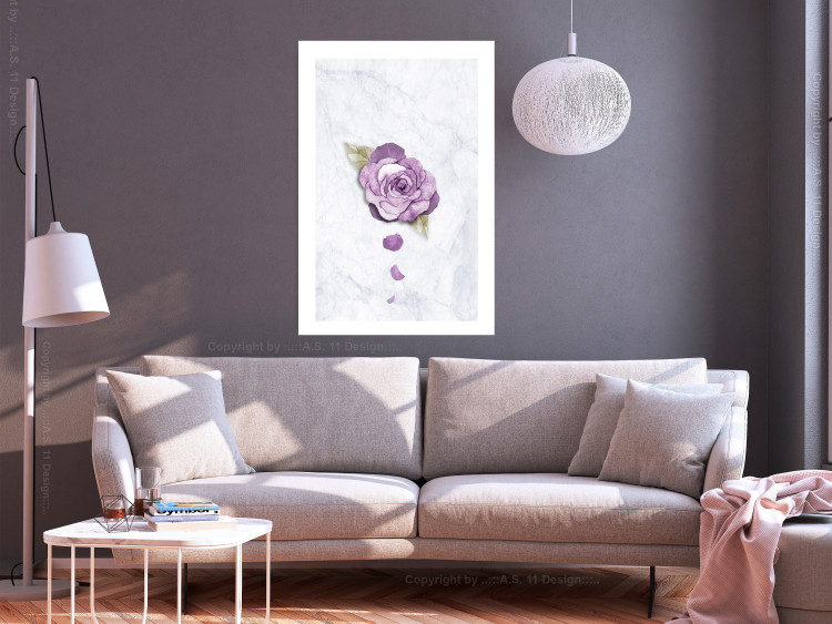 Poster End of Spring - plant composition with a purple flower on marble 118563 additionalImage 4