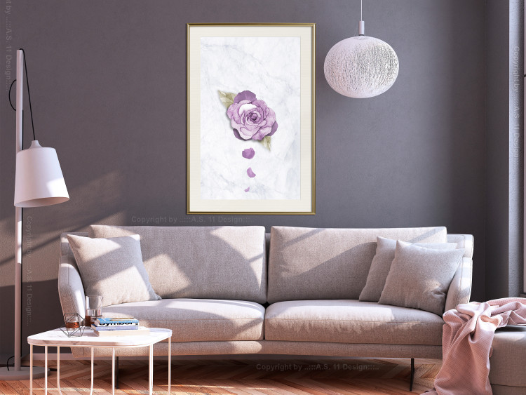 Poster End of Spring - plant composition with a purple flower on marble 118563 additionalImage 21