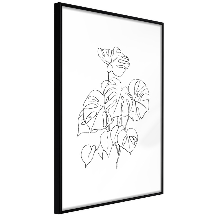 Poster Monochromatic Monstera - black and white line art in exotic leaves 119263 additionalImage 13