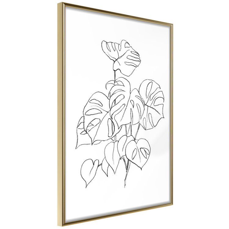 Poster Monochromatic Monstera - black and white line art in exotic leaves 119263 additionalImage 14