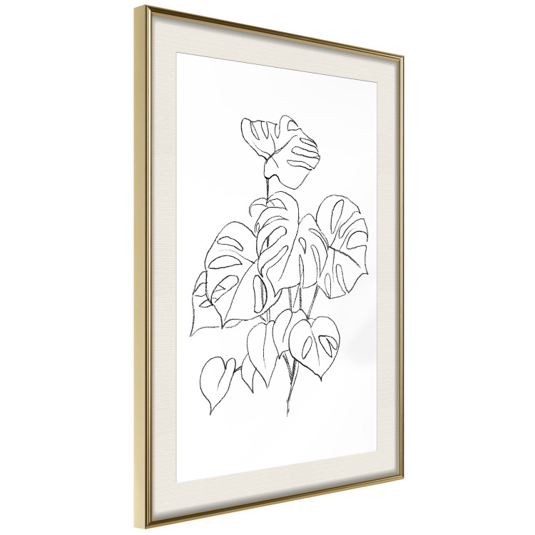 Poster Monochromatic Monstera - black and white line art in exotic leaves 119263 additionalImage 2