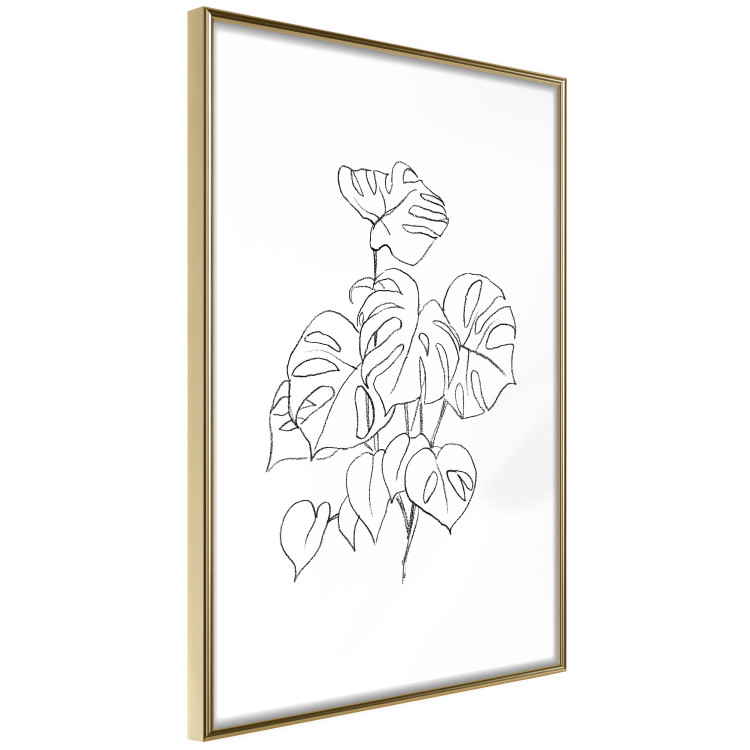 Poster Monochromatic Monstera - black and white line art in exotic leaves 119263 additionalImage 8