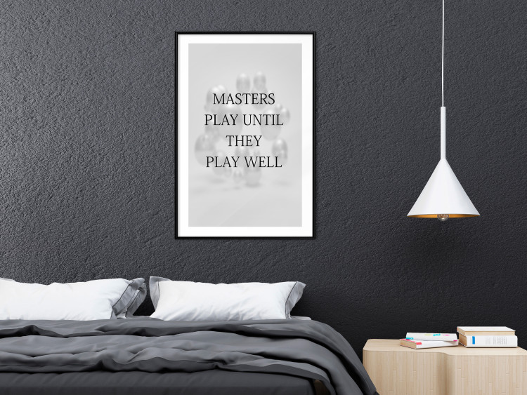 Poster Masters Play Until They Play Well - English quote on a gray background 122863 additionalImage 4