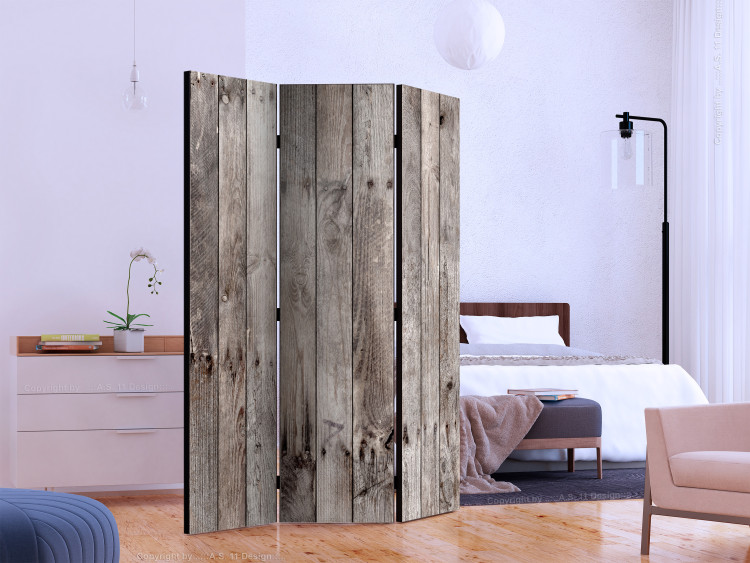 Room Divider Century-old Wood - texture of gray wooden planks with small knots 122963 additionalImage 2