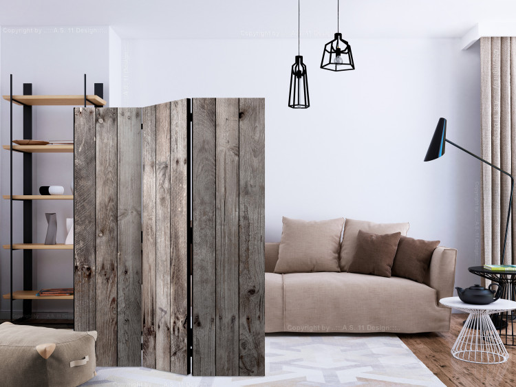 Room Divider Century-old Wood - texture of gray wooden planks with small knots 122963 additionalImage 4