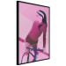 Poster Woman on Bike - woman and bike in pastel pink motif 123363 additionalThumb 10