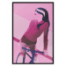 Poster Woman on Bike - woman and bike in pastel pink motif 123363 additionalThumb 24