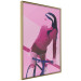 Poster Woman on Bike - woman and bike in pastel pink motif 123363 additionalThumb 14