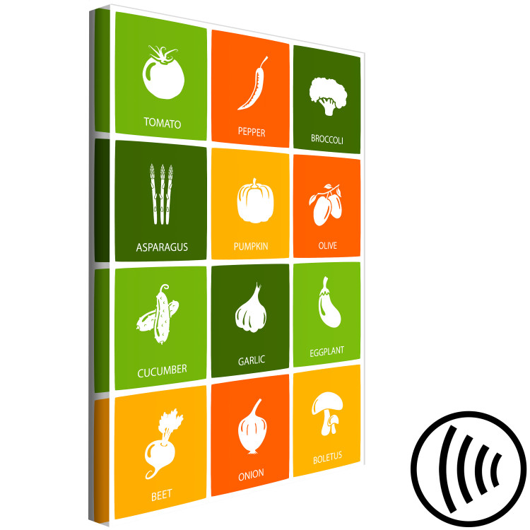 Canvas Print Vegetable array - white icons with English names on colored background 123563 additionalImage 6