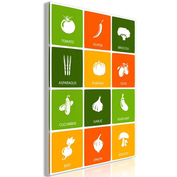 Canvas Print Vegetable array - white icons with English names on colored background 123563 additionalImage 2