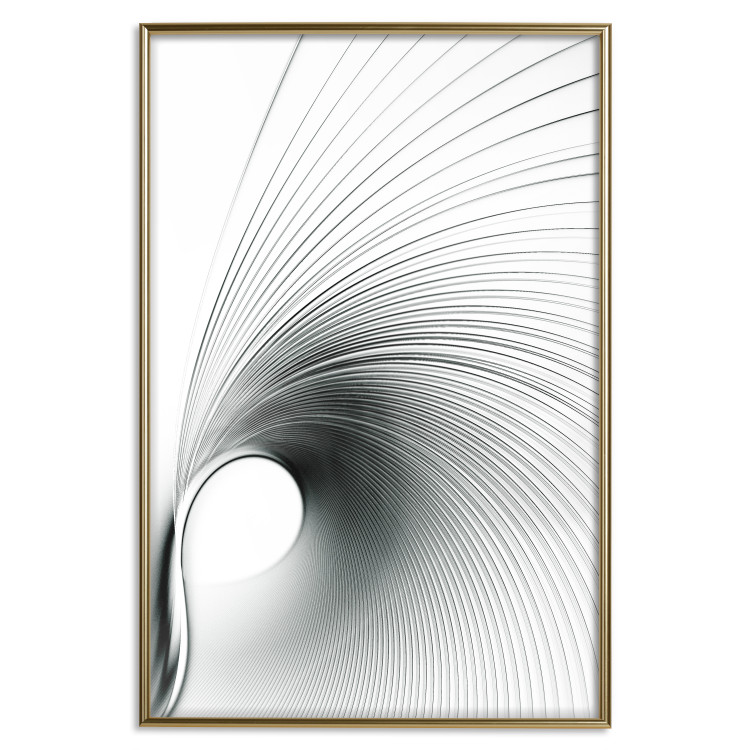 Poster Curve of Time - abstract black lines forming waves on white background 123863 additionalImage 17