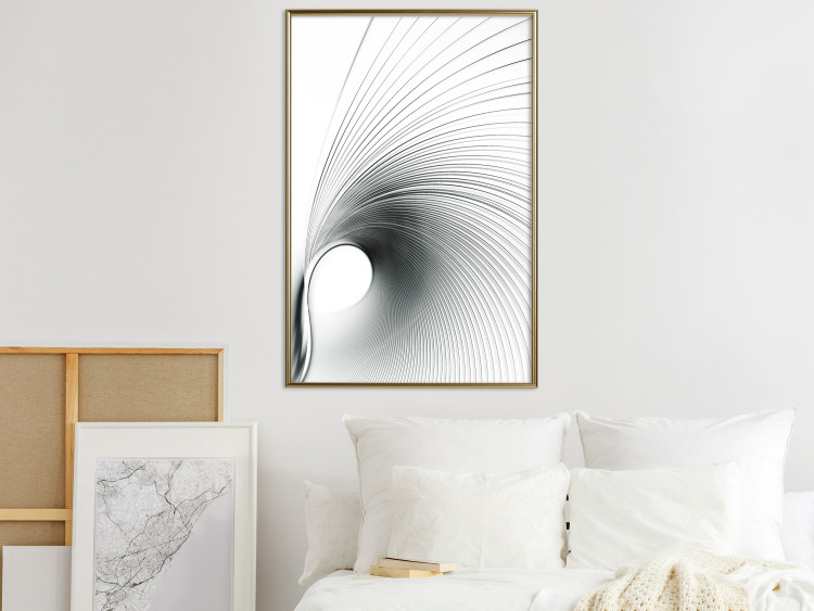Poster Curve of Time - abstract black lines forming waves on white background 123863 additionalImage 5