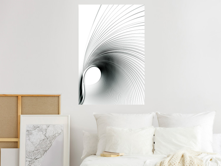 Poster Curve of Time - abstract black lines forming waves on white background 123863 additionalImage 21
