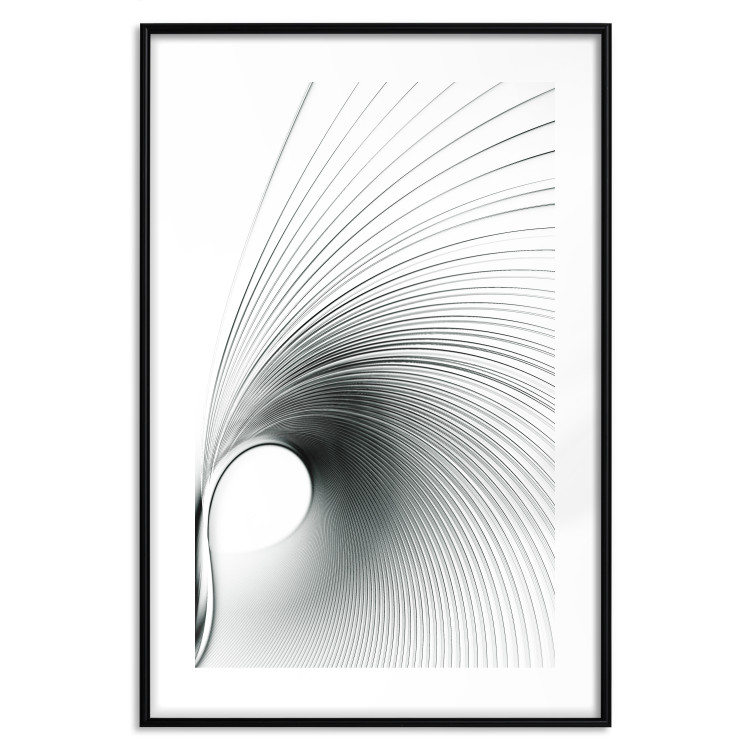Poster Curve of Time - abstract black lines forming waves on white background 123863 additionalImage 26