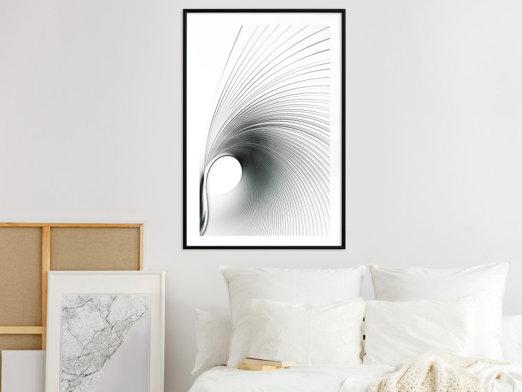 Poster Curve of Time - abstract black lines forming waves on white background 123863 additionalImage 6