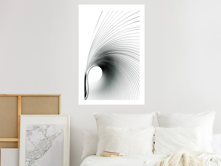 Poster Curve of Time - abstract black lines forming waves on white background 123863 additionalImage 4
