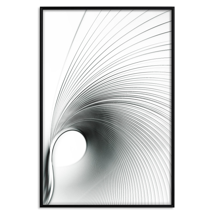 Poster Curve of Time - abstract black lines forming waves on white background 123863 additionalImage 19